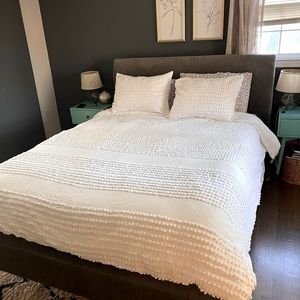 West Elm queen candlewick duvet and shams